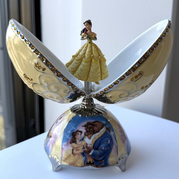 Disney Radiant Belle Beauty & the Beast Porcelain Music Egg Box Ardleigh Elliott - Picture 1 of 13